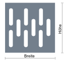 Schlitze versetzt, parallel zur Höhe gesetzt